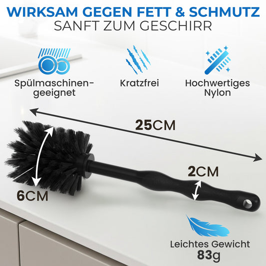 MOXClean®Premium Universal Reinigungsbürste Spülbürste 3 Set Schwarz Made in Germany - Reinigungsbürste/Spülbürste