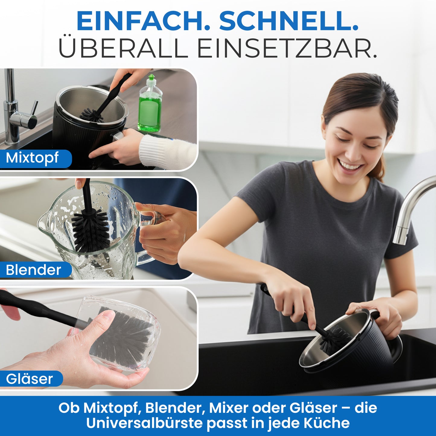 MOXClean® Premium Universal Reinigungsbürste in schwarz  Made in Germany