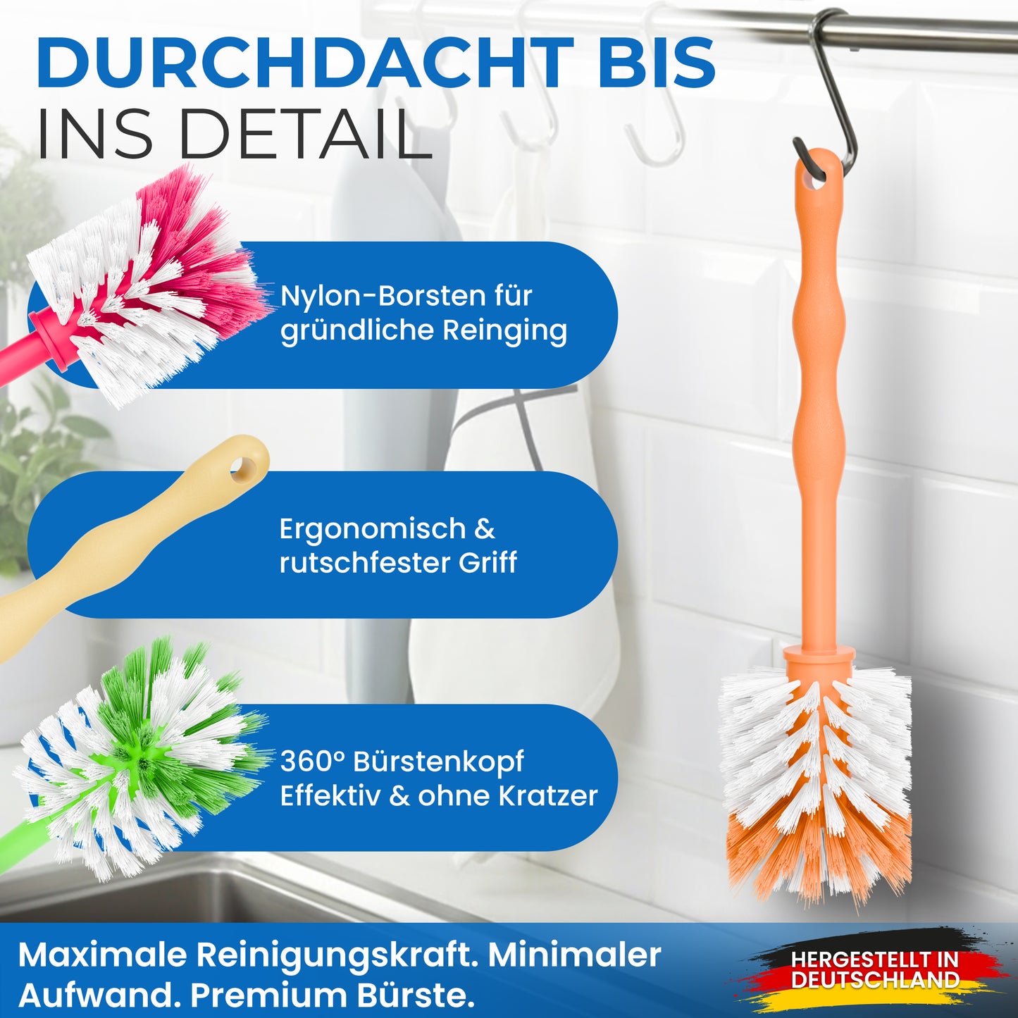 MOXClean® Premium Universal Reinigungsbürste in Bunt Made in Germany