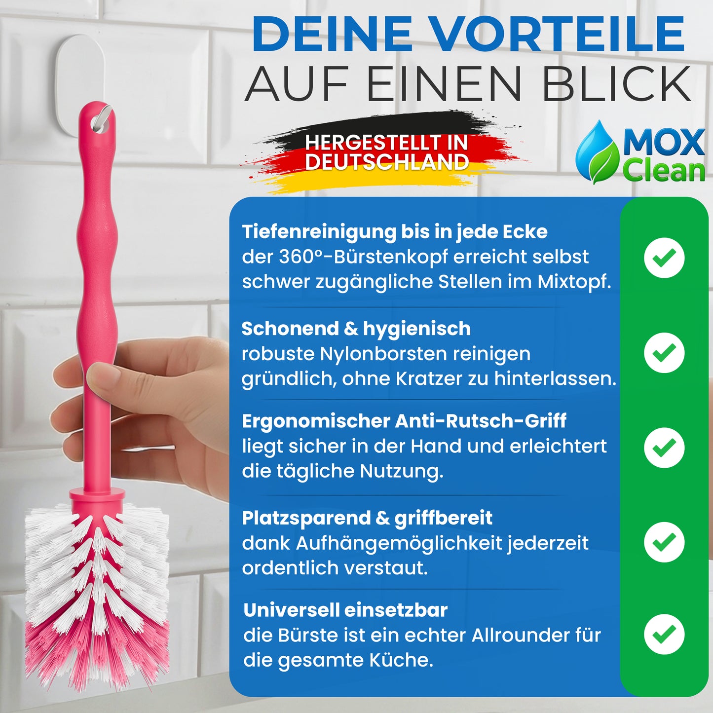 MOXClean® Premium Universal Reinigungsbürste in Bunt Made in Germany